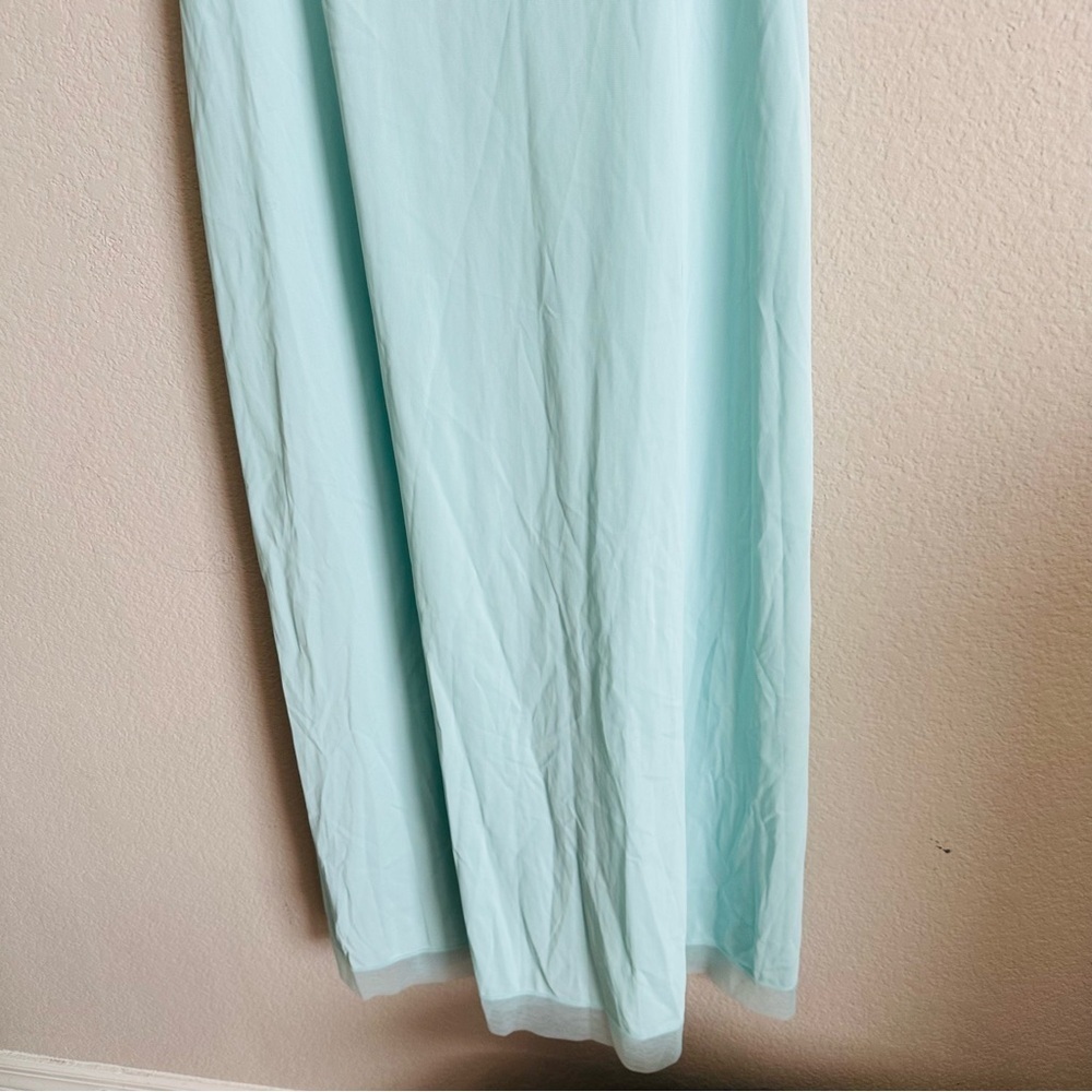 Vintage 1970’s Vanity Fair teal pale Blue Slip Dress Size 36 Small With Lace - Picture 7 of 12